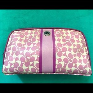 Pre-loved Pink and white Coach makeup bag